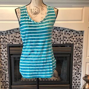 Kate Park super soft aqua and white tank top, size medium